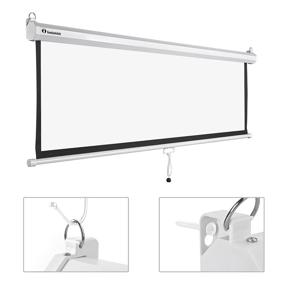 InstaHibit 4:3 Retractable Manual Projection Screen 72 Ceiling Wall