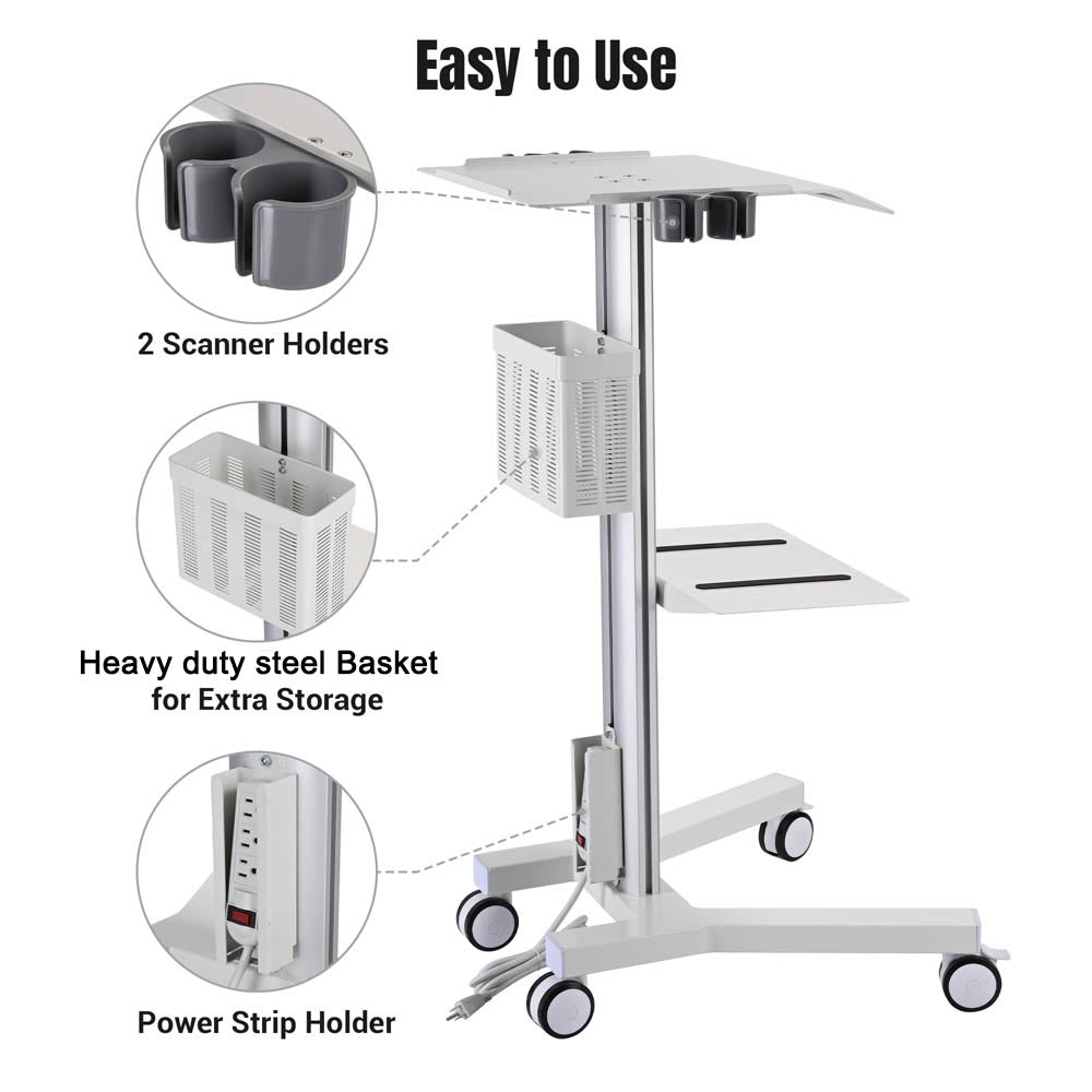 Yescom Rolling Laptop Cart with Power Outlet