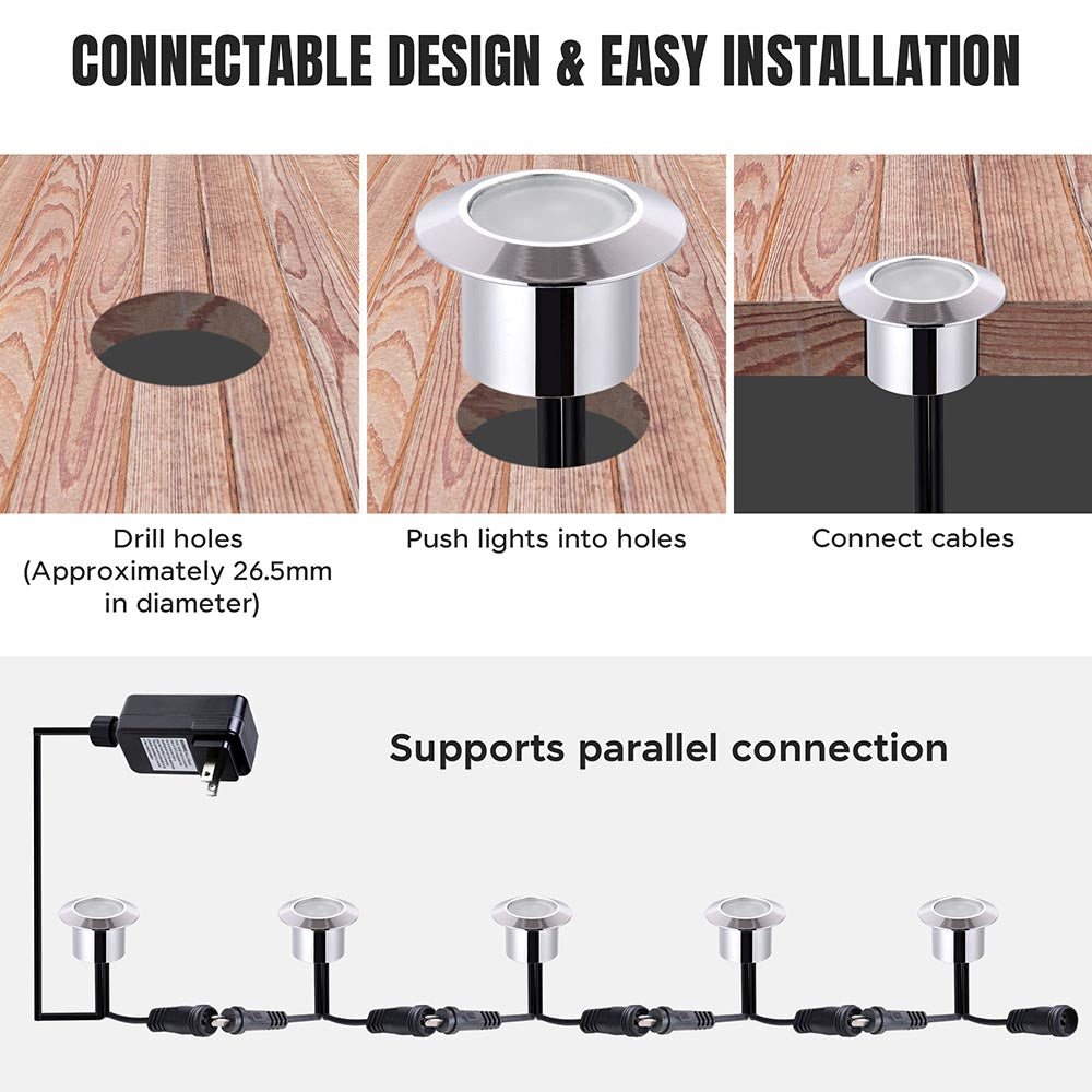 Yescom Recessed LED Deck Light Fixture Transformer Kit 10Pack