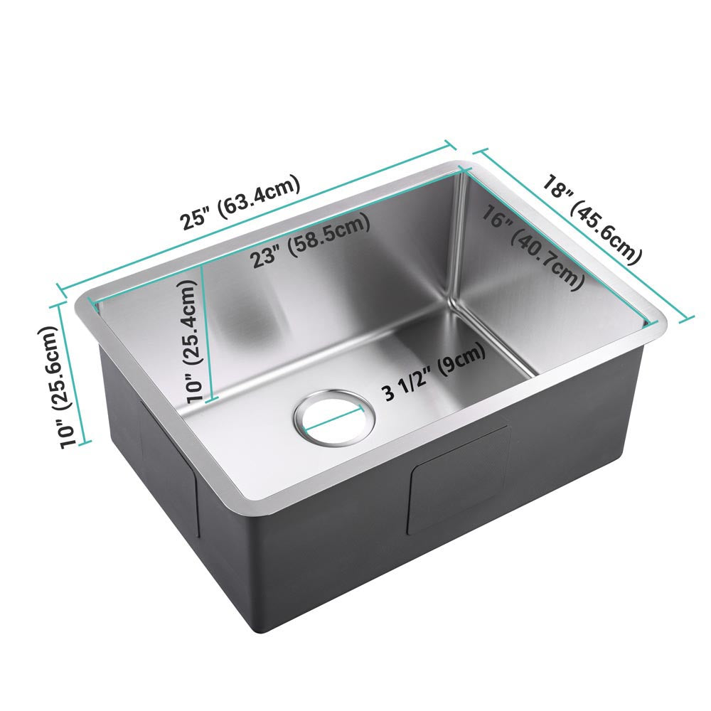 Aquaterior 25 Undermount Kitchen Sink Stainless Steel