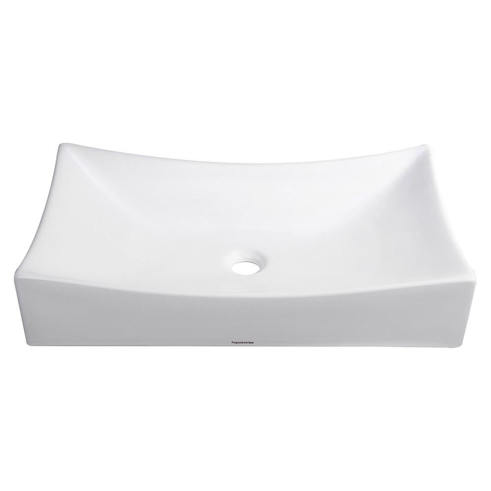 Aquaterior 26 Rectangular Porcelain Sink Vessel w/ Drain