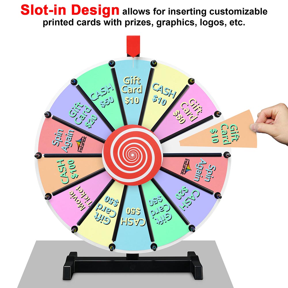 WinSpin 18 Tabletop Prize Wheel Dry Erase, Black