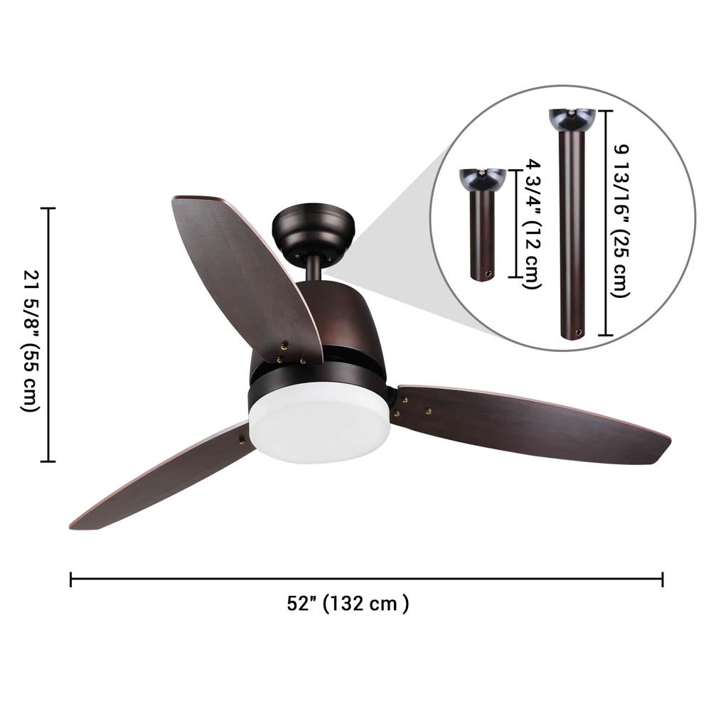 Yescom 52 Ceiling Fan with LED Light & Remote 3 Blades