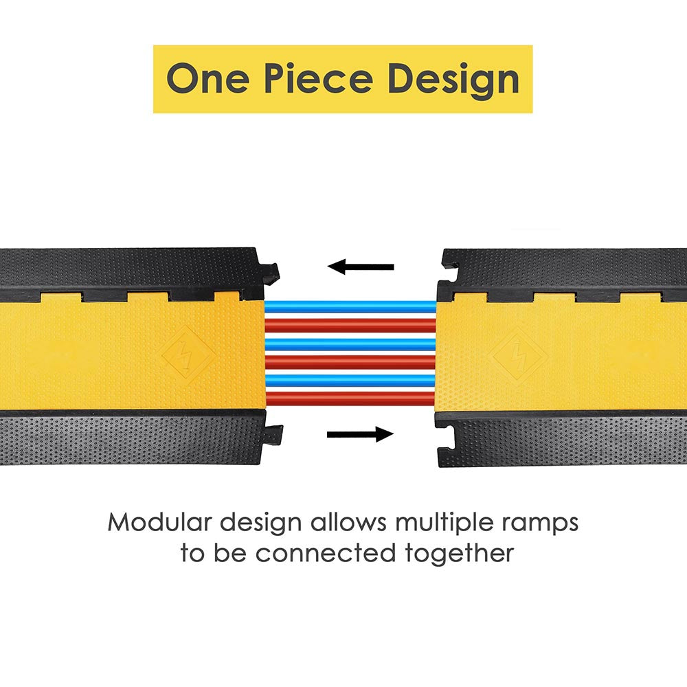 Yescom Cable Ramp Protector Rubber Cable Cover 3-Channel for 2 Cables