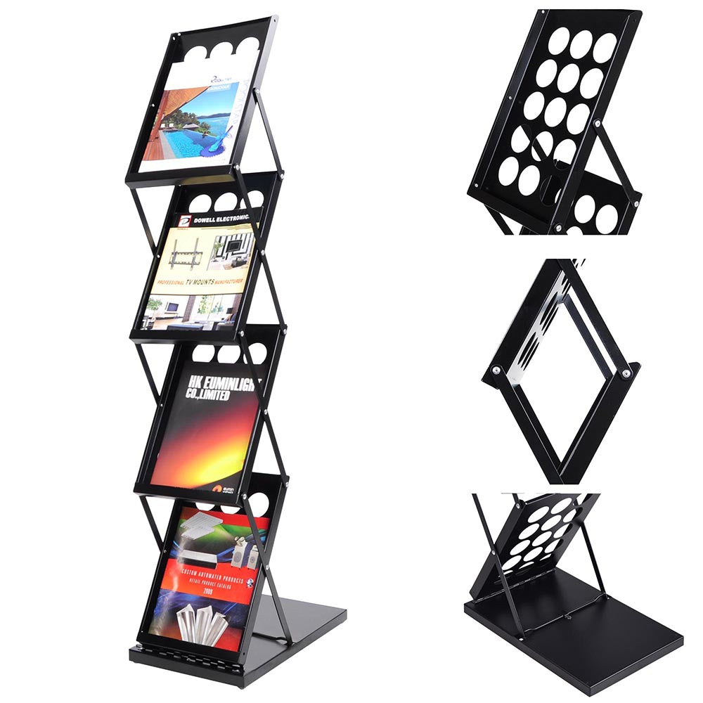 Yescom Collapsible Literature Rack Display Stand 4 Pocket w/ Bag