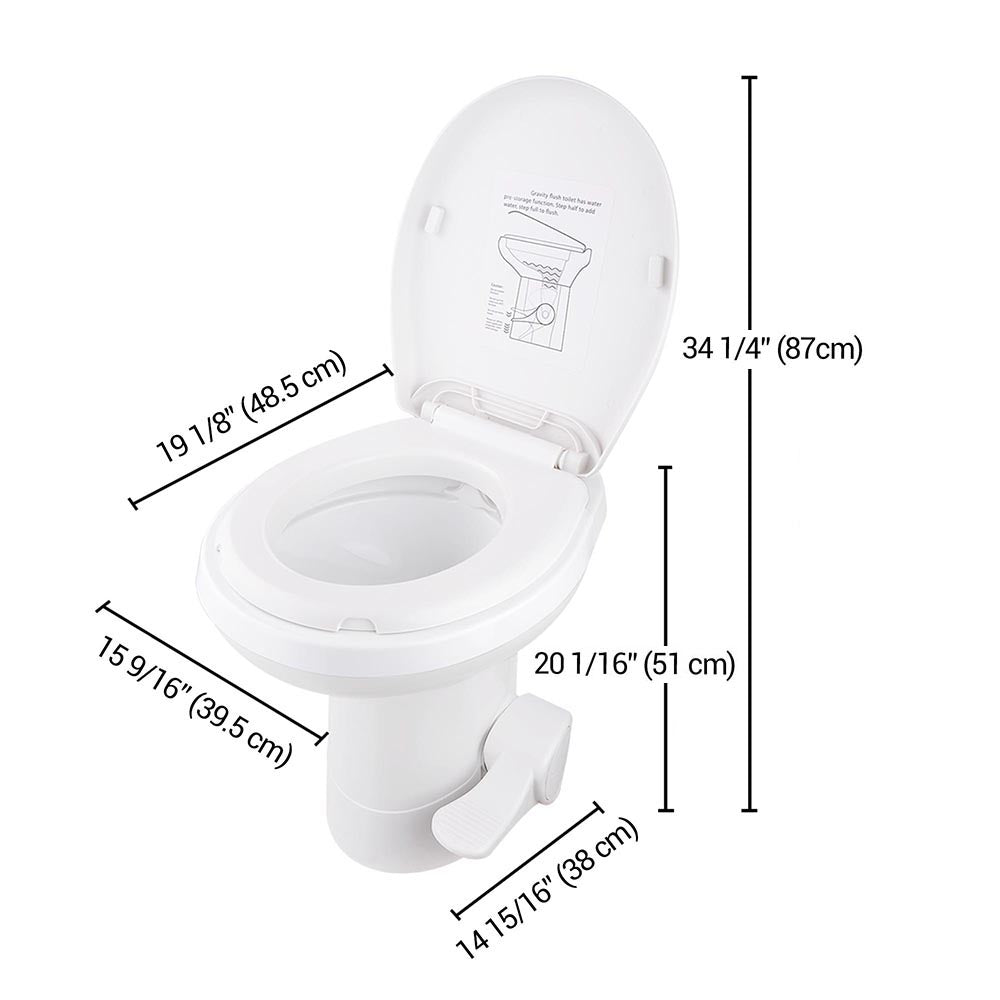 Yescom 20 RV Toilet Gravity Flush High Profile HDPE Travel