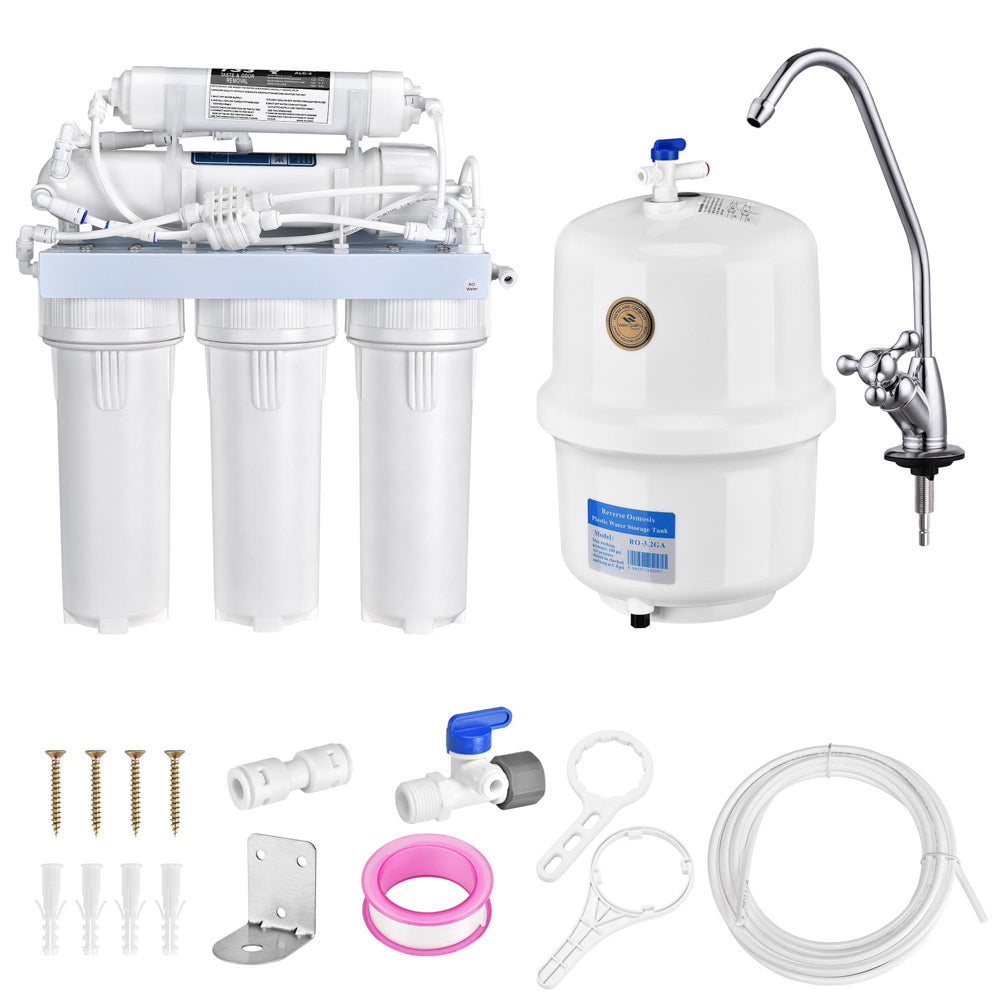 Yescom 5-Stage Water Filter System 50 GPD Reverse Osmosis Filtration