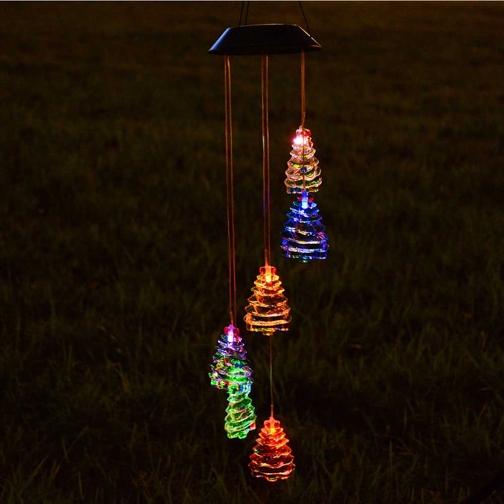 Yescom Solar LED Wind Chime Color Changing Decor Light Christmas Tree