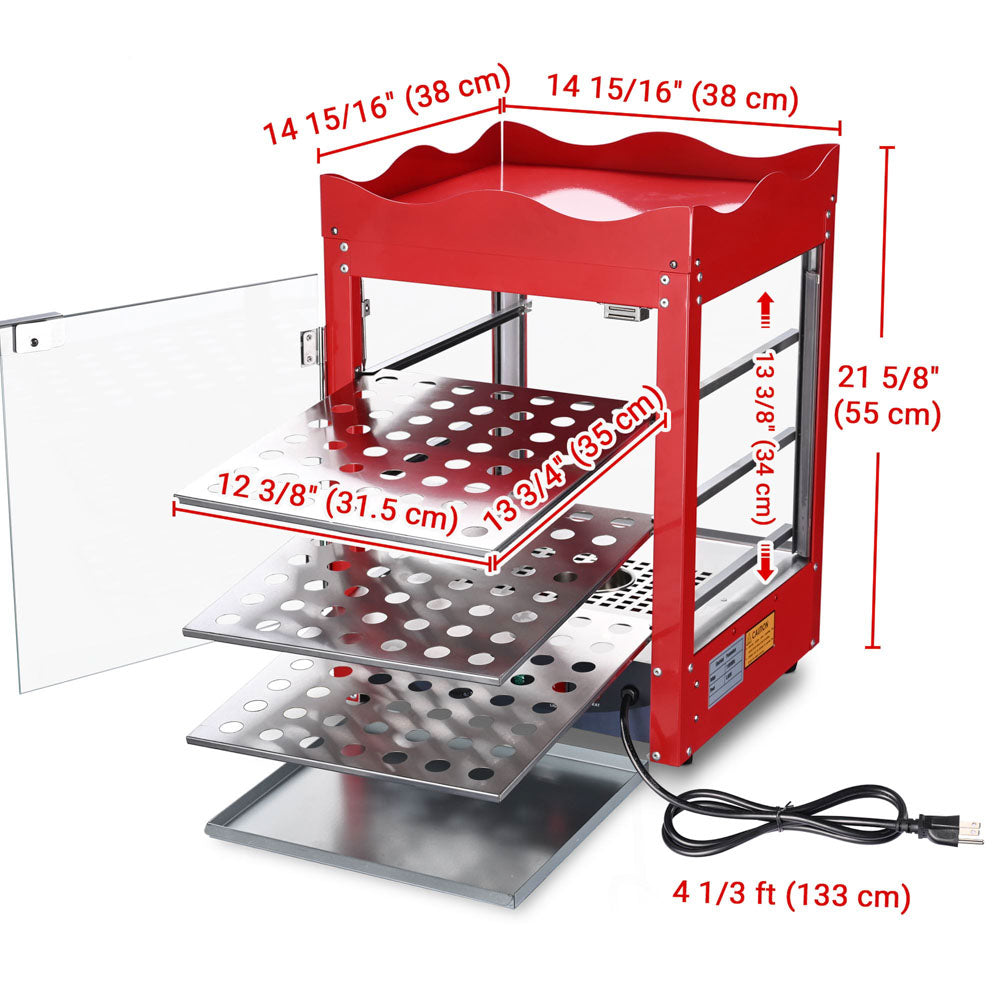 Yescom Pizza Food Warmer Commercial Countertop Display Case 3 Tier