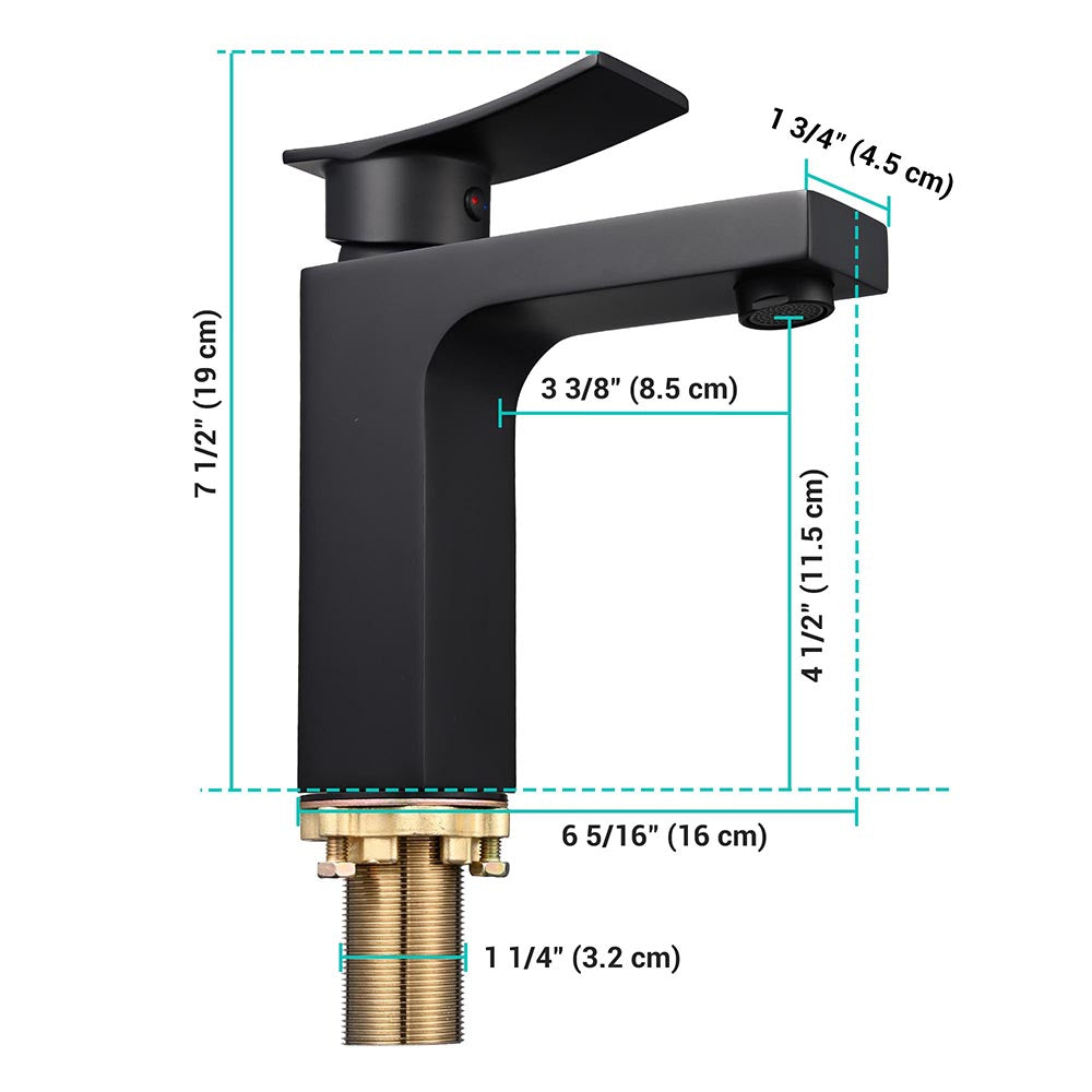 Aquaterior Bathroom Sink Faucet 1-Handle Cold Hot 7.5H