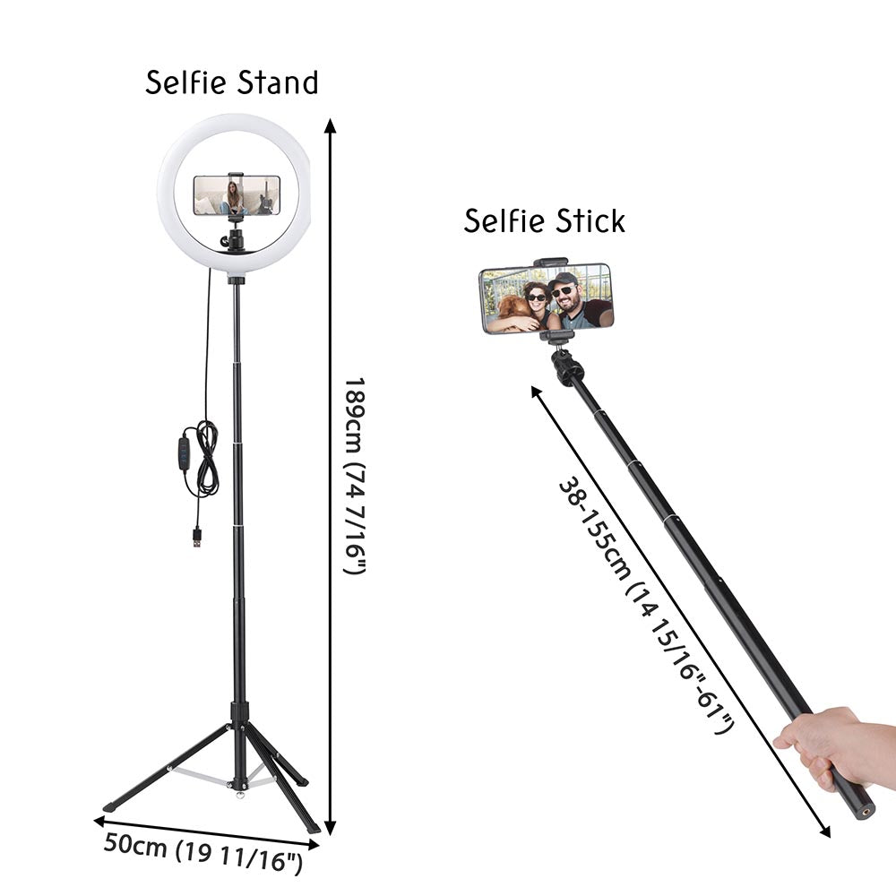 Yescom 12 Ring Light w/ Stand, Ball Head, Phone Holder Sociallight