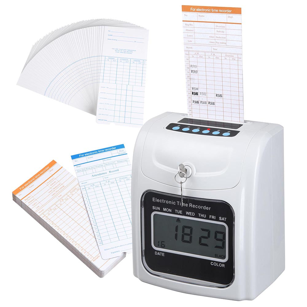 Yescom Time Clock Employee Punch with 100 Timecards Weekly Monthly