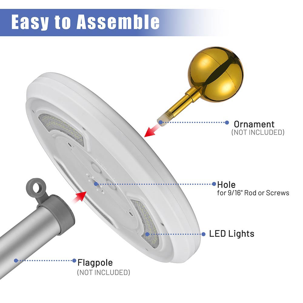 Yescom Solar Flagpole Light Topper Hole 9/16 111LED