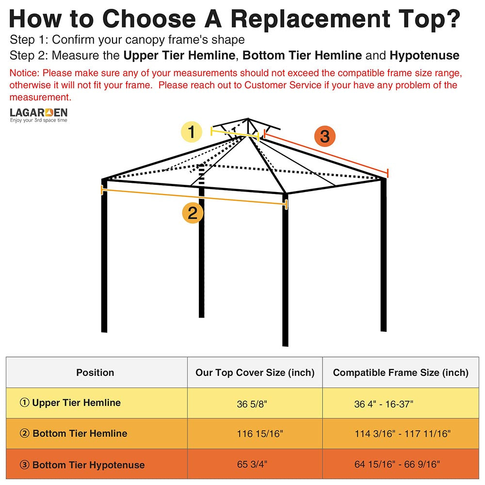 Yescom 10' x 10' Gazebo Replacement Canopy 2-Tier