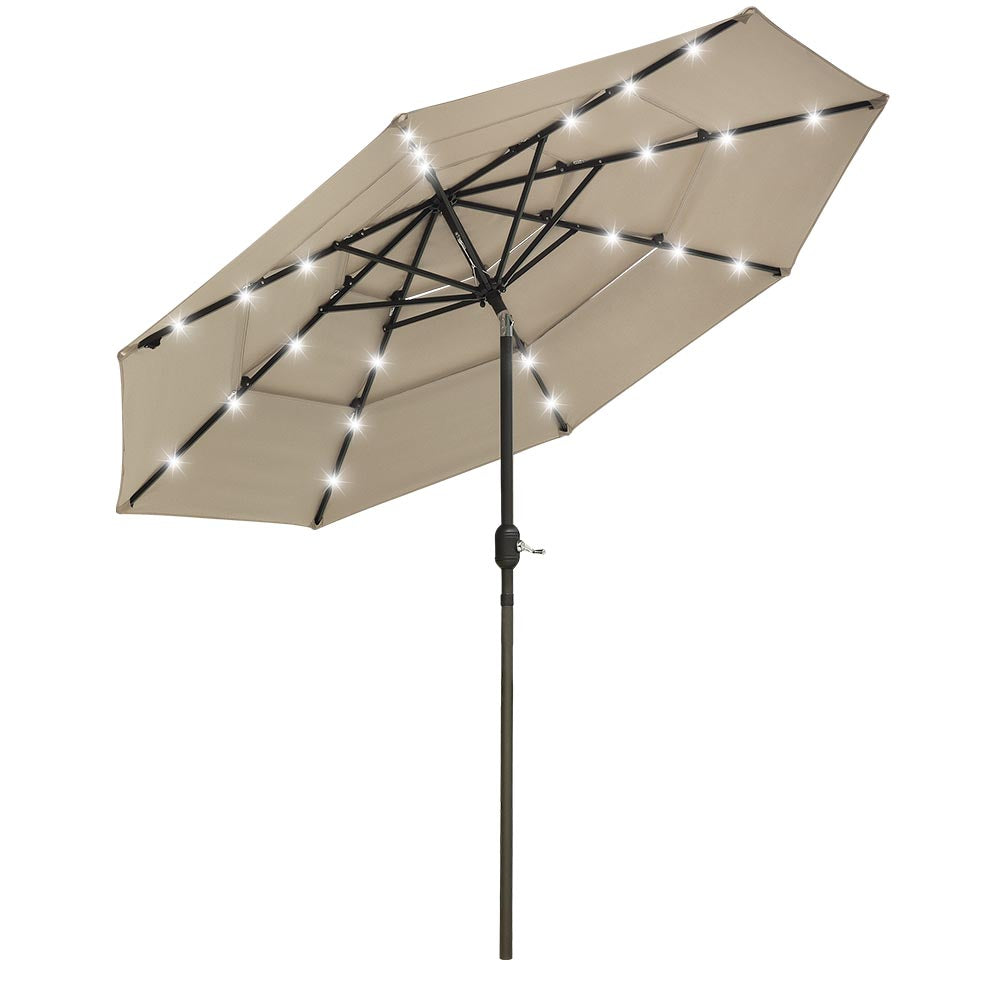 Yescom 9ft Prelit Umbrella 3-Tiered Patio Umbrella with Lights