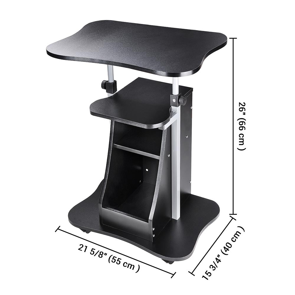 Yescom Height-Adjustable Rolling Laptop Cart with Storage