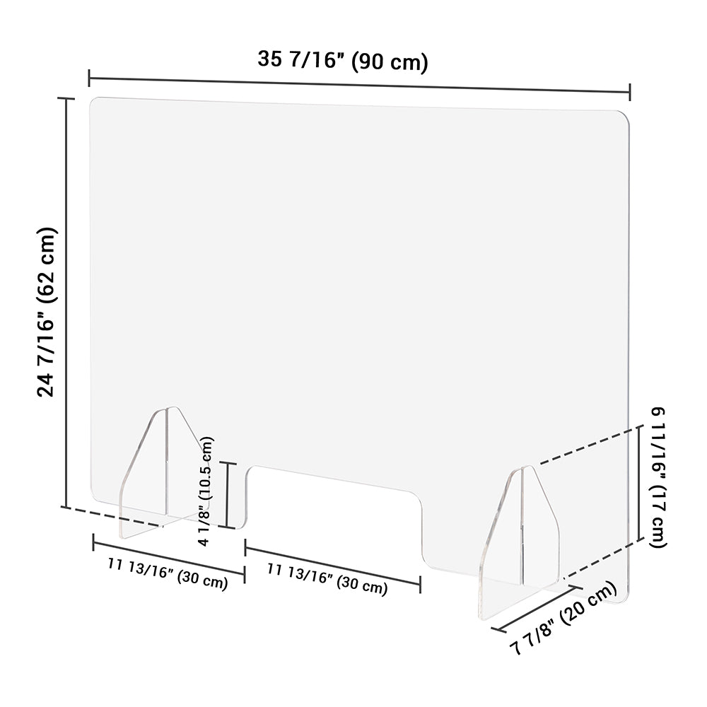 Yescom Sneeze Guards with Window Acrylic Desk Partitions 36x24 3-Pack