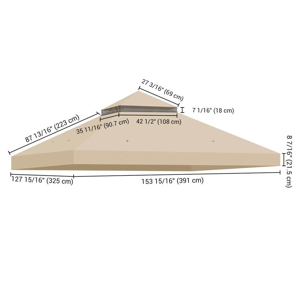 Yescom 10x12ft Gazebo Replacement Canopy 2-Tier