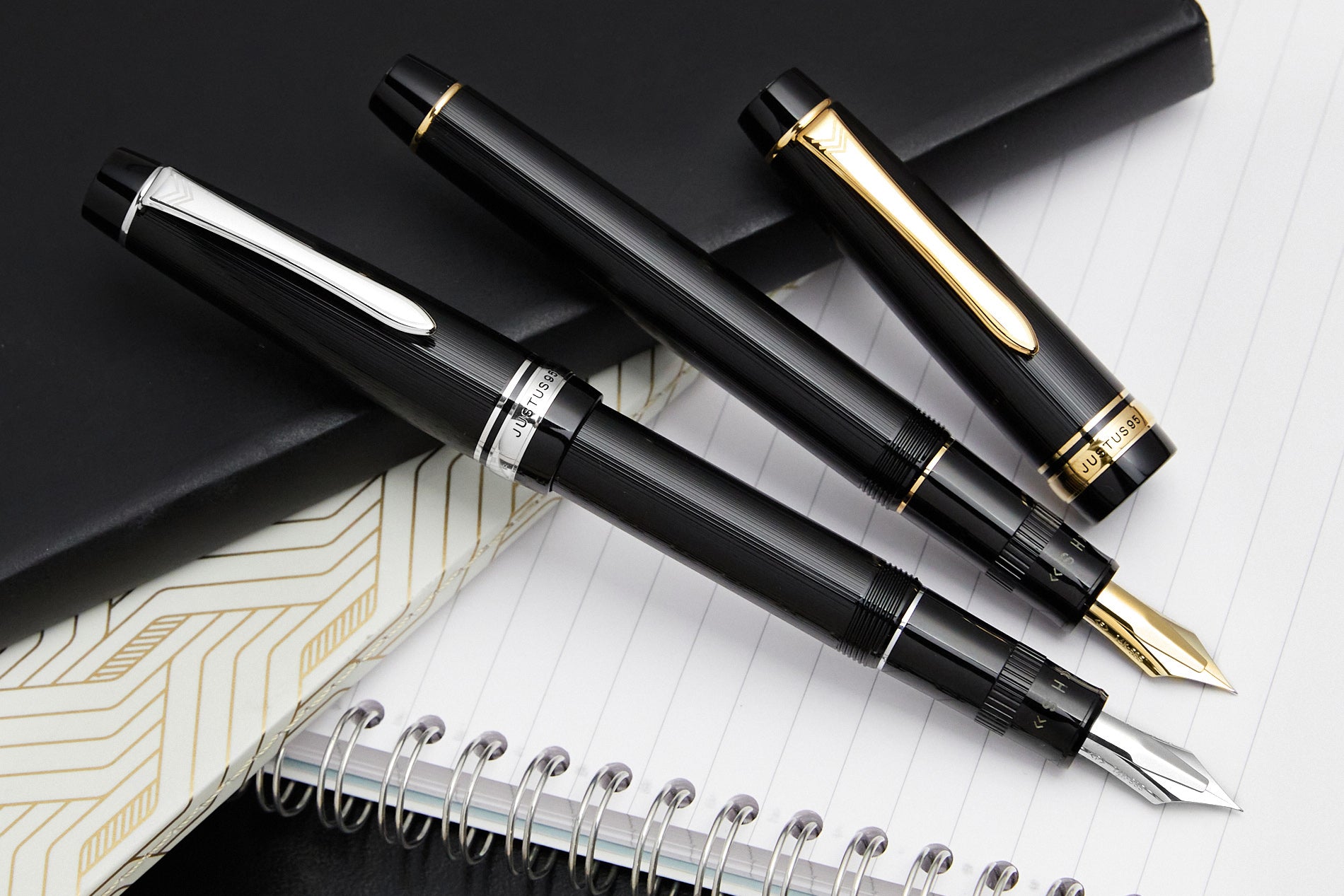 Pilot Justus 95 Fountain Pen - Black/Rhodium