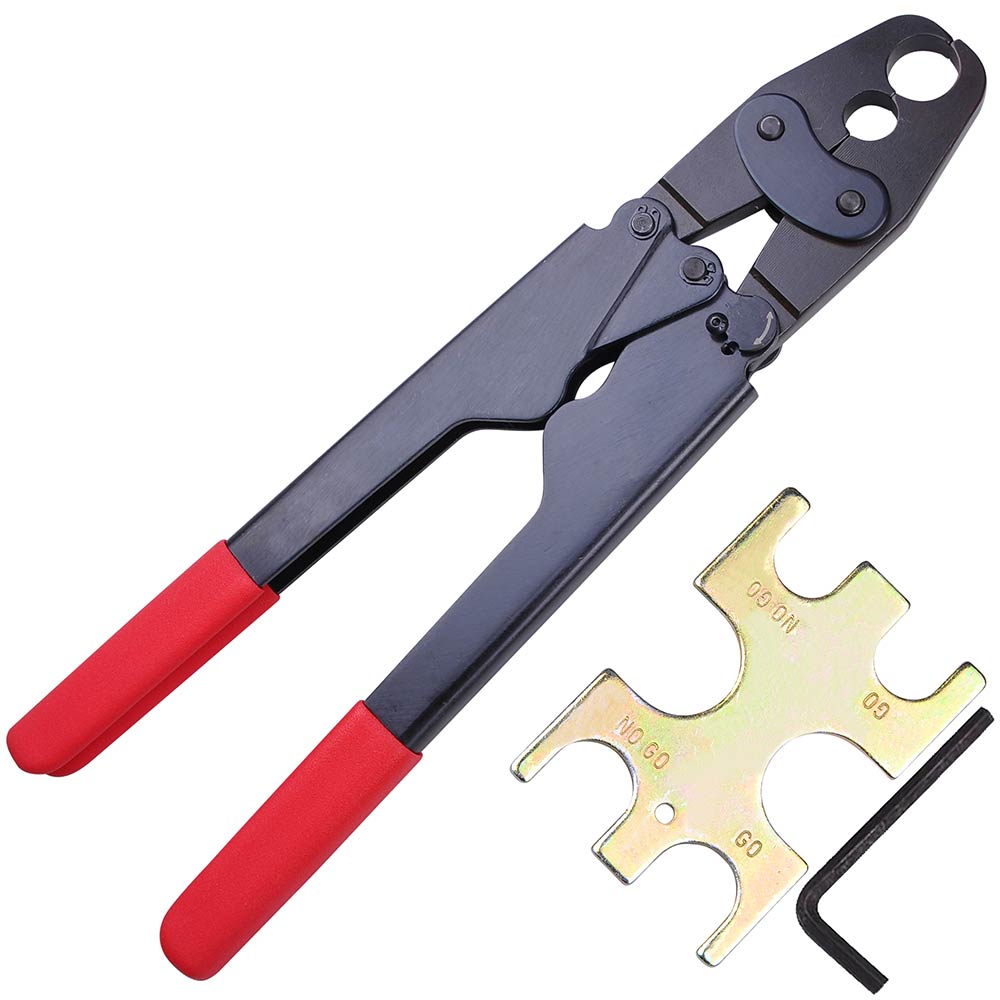 Yescom Pex Crimp Tool Ring Crimper w/ Gauge 1/2 3/4 Red