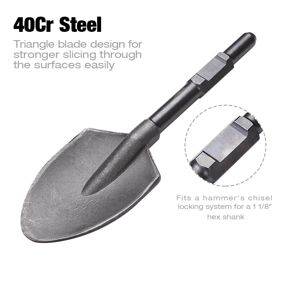 Yescom Electric Jack Hammer Pointed Clay Spade Shovel Bit 1-1/8 Hex Steel