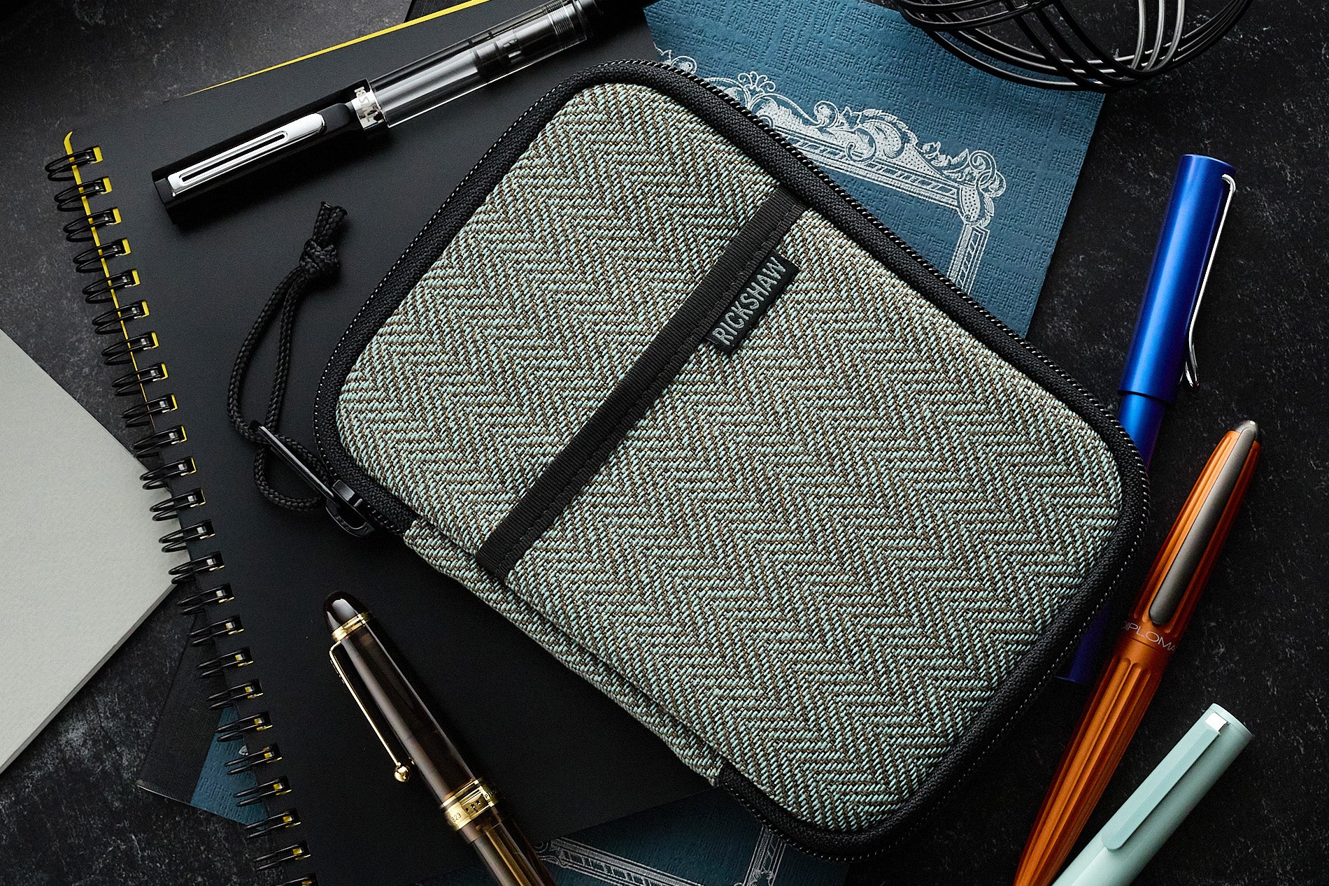 Rickshaw Bagworks Fillmore Pen Case - Earl Grey Tweed