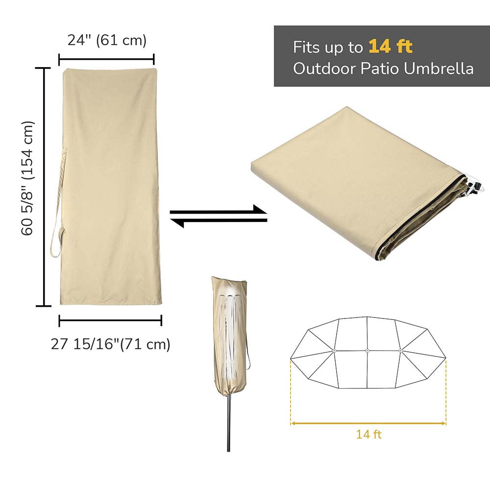 Yescom Patio Outdoor Umbrella Cover 15ft with Zipper & Rod