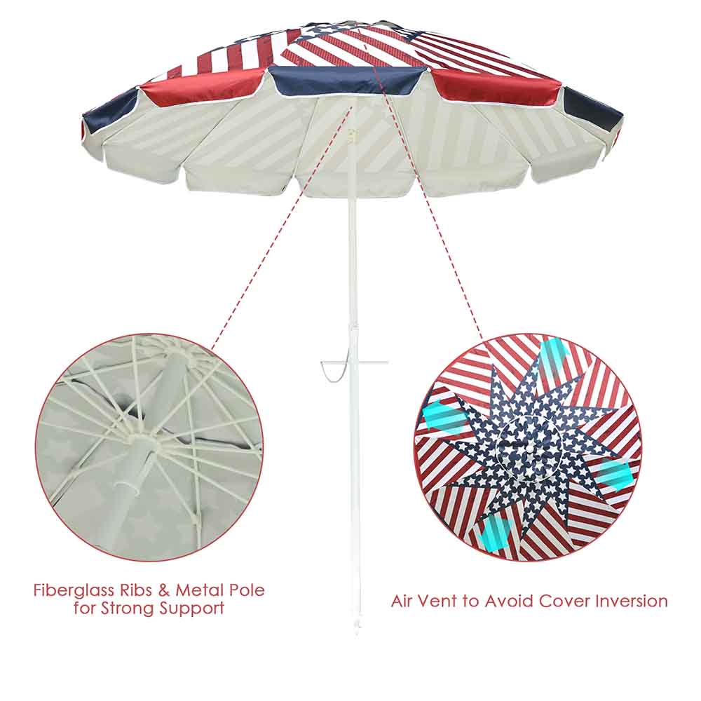 Yescom Beach Umbrella Tilt 6 ft 12-rib w/ Anchor