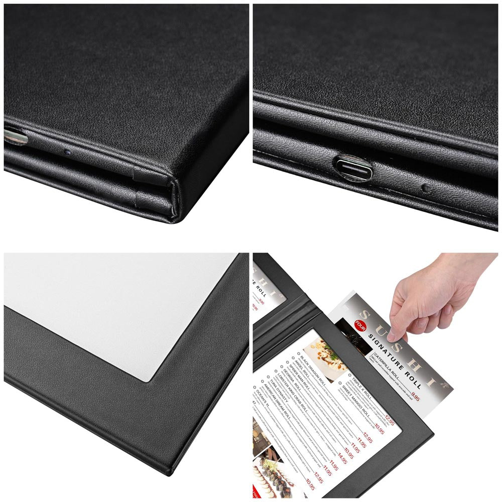 Yescom LED Menu Cover Backlit Menu Holder Double Page 7x5.5in