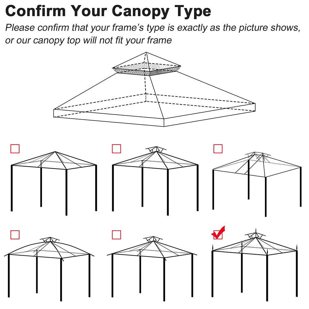 Yescom 10' x 10' Beige Gazebo Canopy Replacement Top 2-Tier