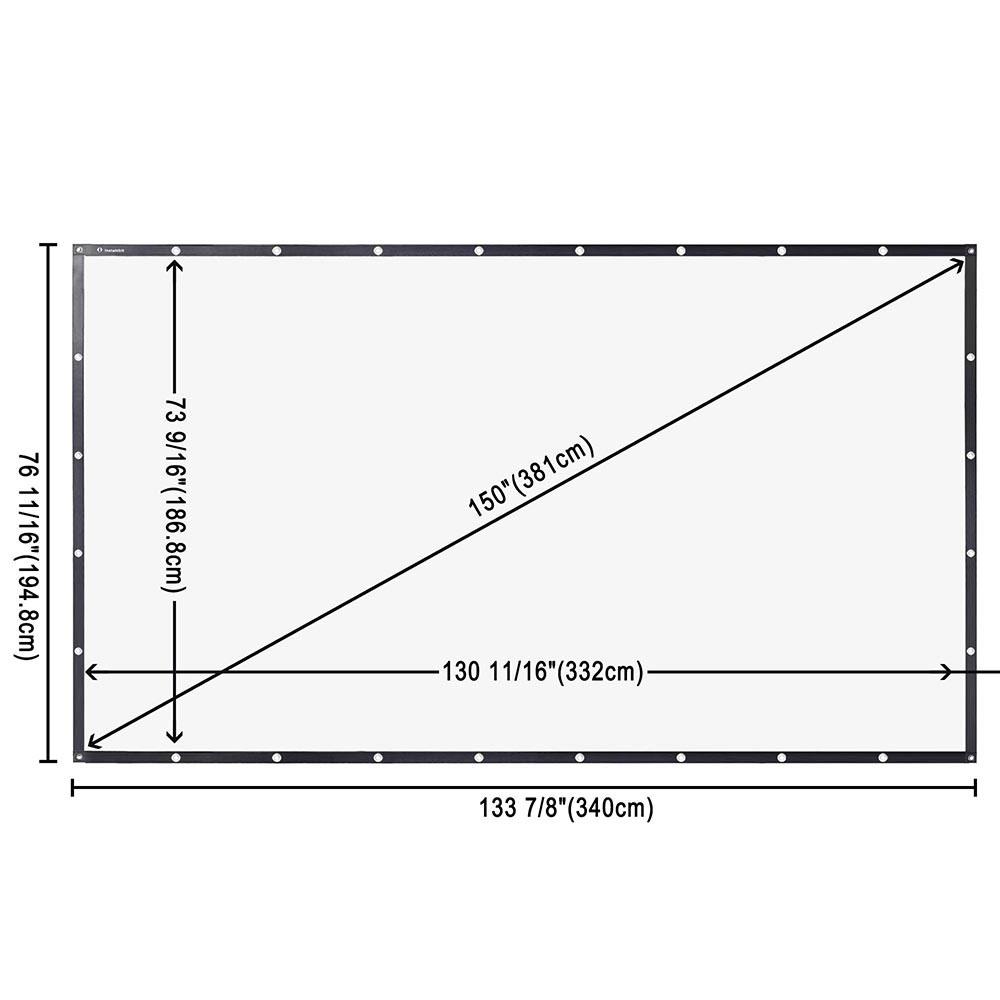 Yescom 150 16:9 Movie Projector Screen PVC Front Material