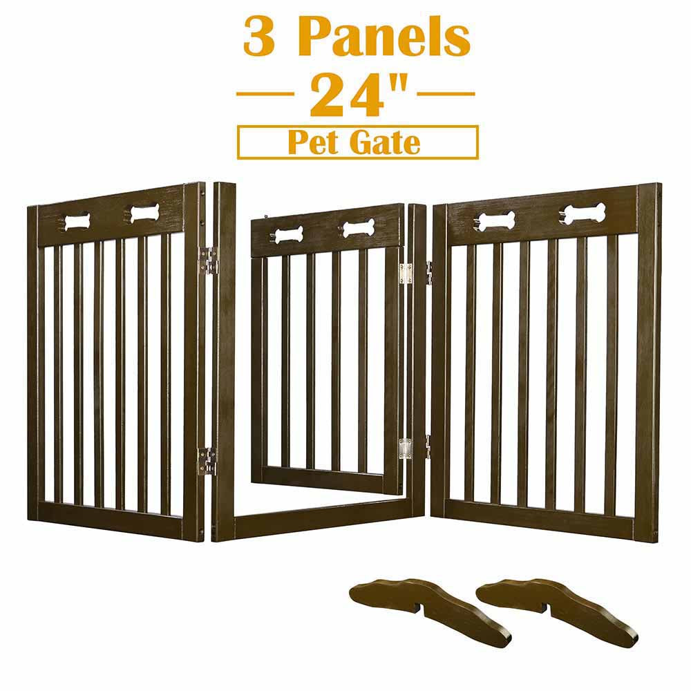 Yescom 3-Panel Folding Wood Pet Gate Crate Baby Barrier 60x24in