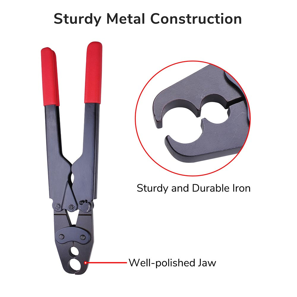 Yescom Pex Crimp Tool Ring Crimper w/ Gauge 1/2 3/4 Red