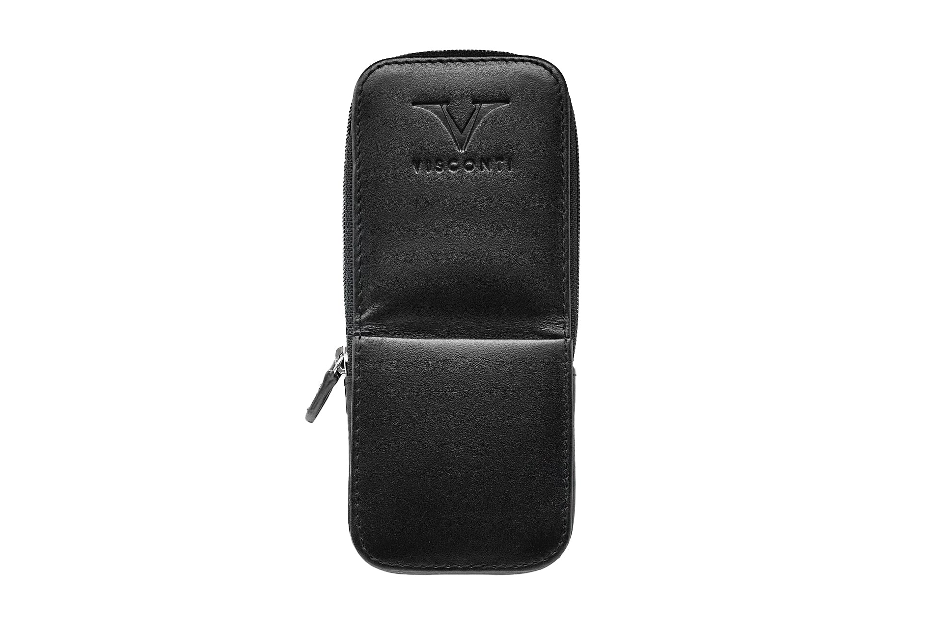 Visconti Leather 3 Pen Case - Black