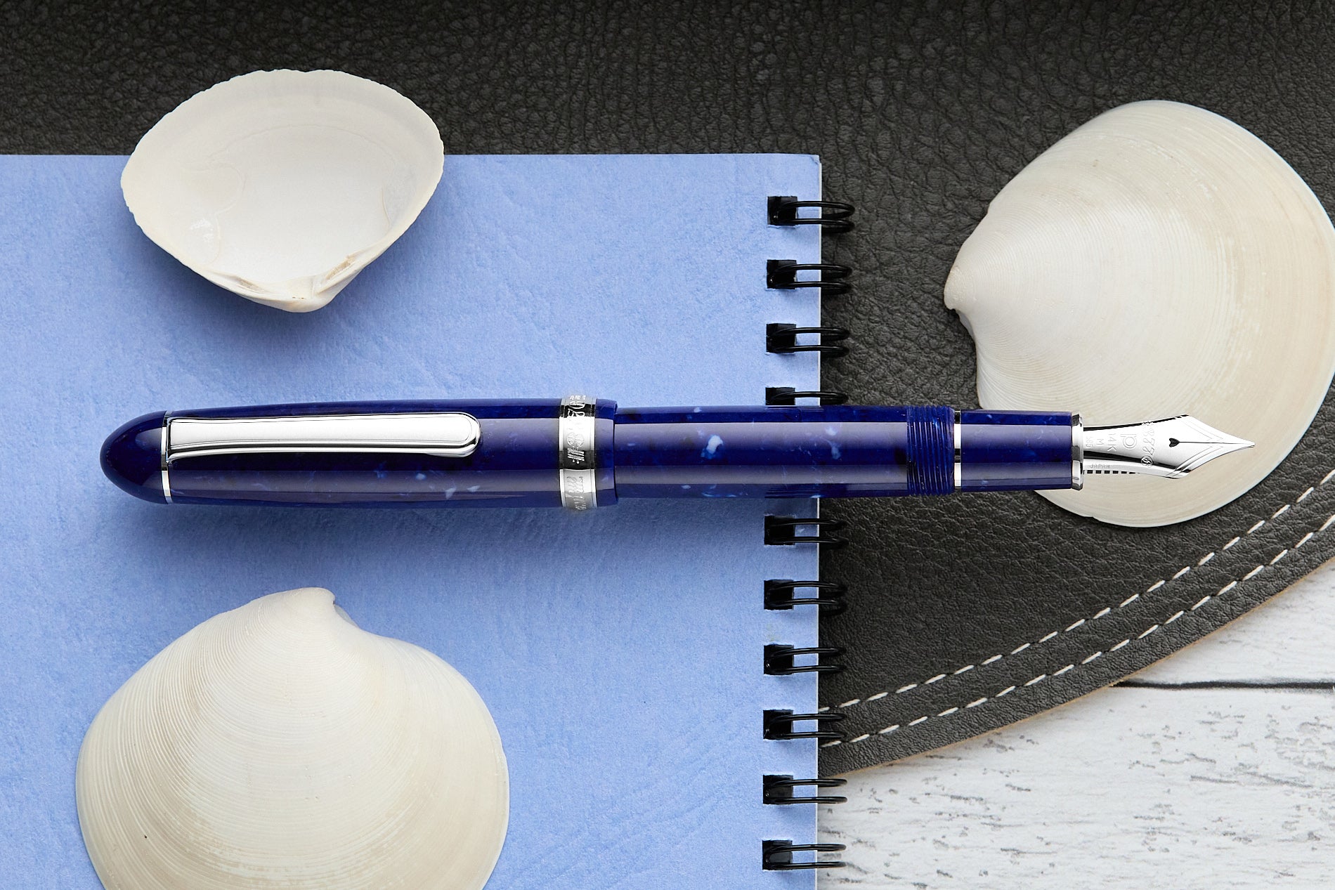 Platinum #3776 Celluloid Fountain Pen - Midnight Blue Ocean