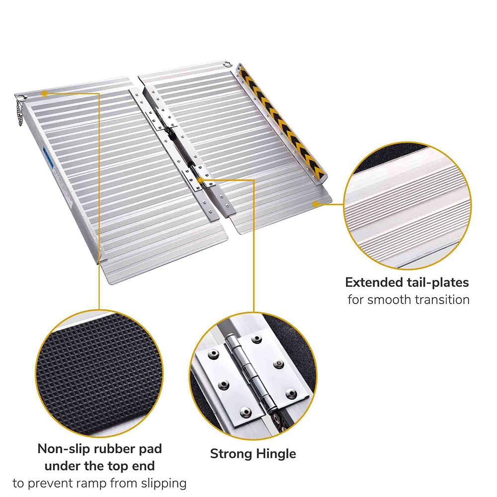 Yescom Wheelchair Ramp 600lb Capacity 2'x29 Aluminum Single-Step