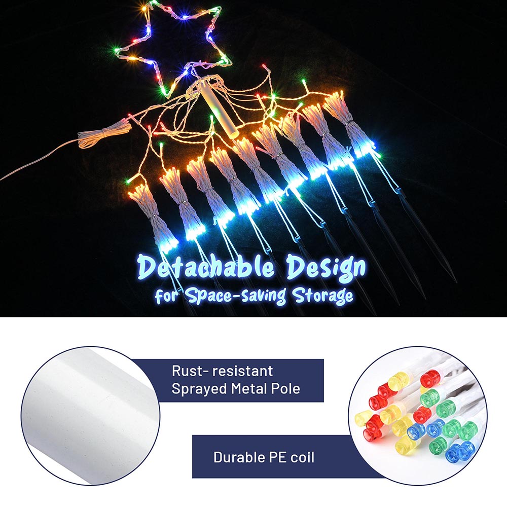 Yescom Christmas Tree Light 9 String Lights with Star & Pole