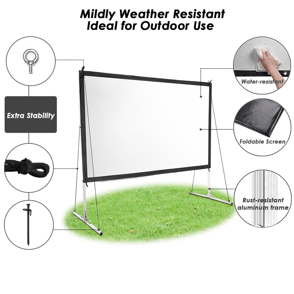 InstaHibit Outdoor Portable Projection Screen w/ Stand 16:9 120