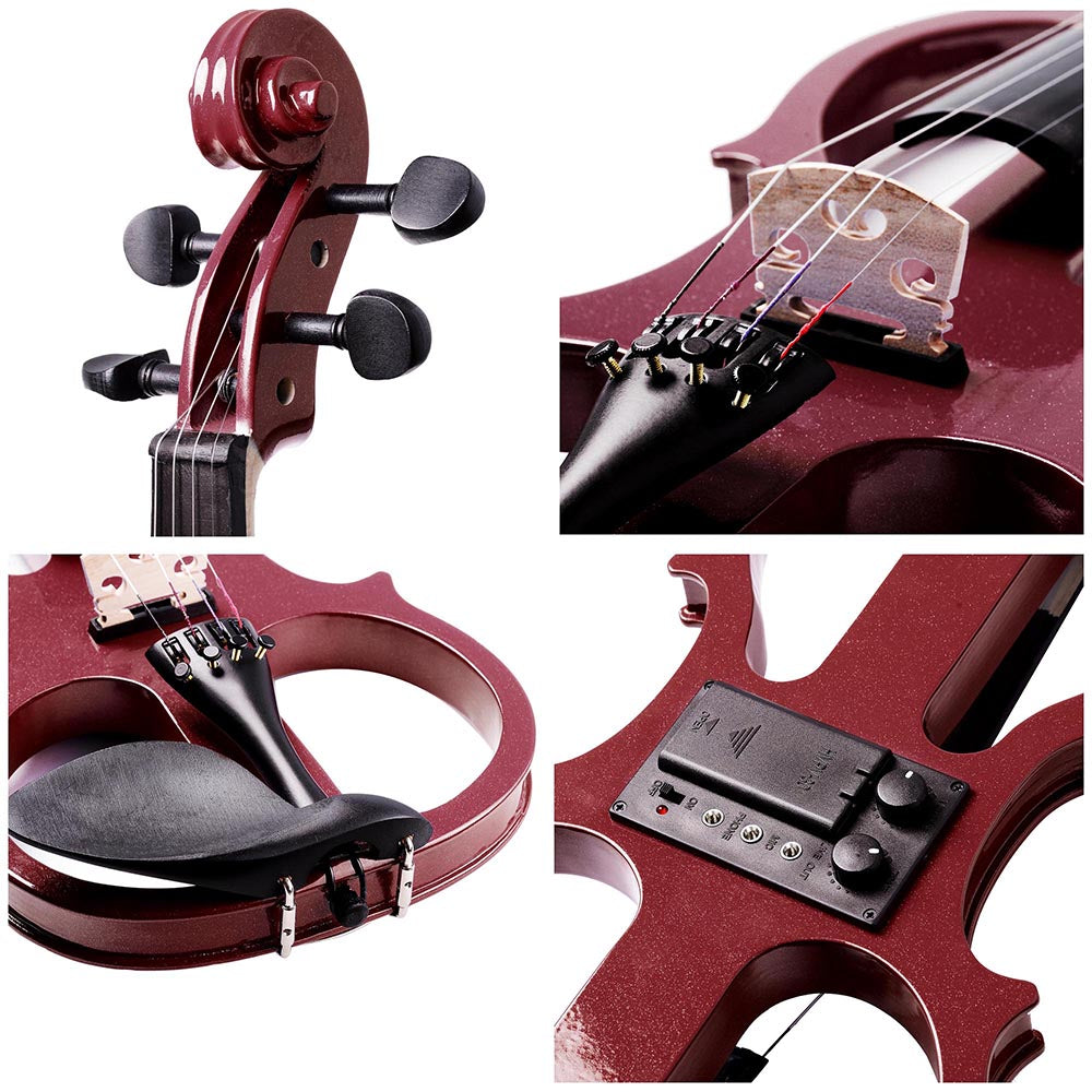 Yescom 4/4 Full Size Electric Violin Bow Headphone Case Set