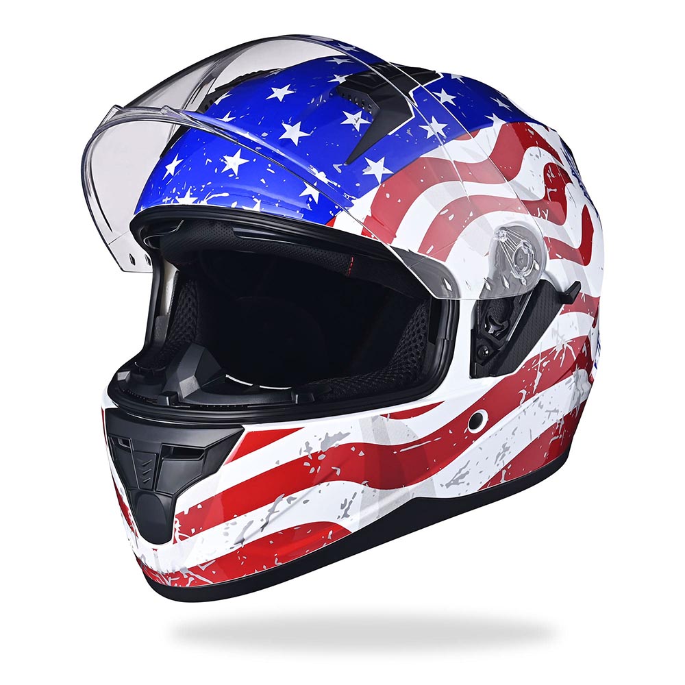 AHR RUN-F DOT Full Face Helmet Dual Visor Eagle