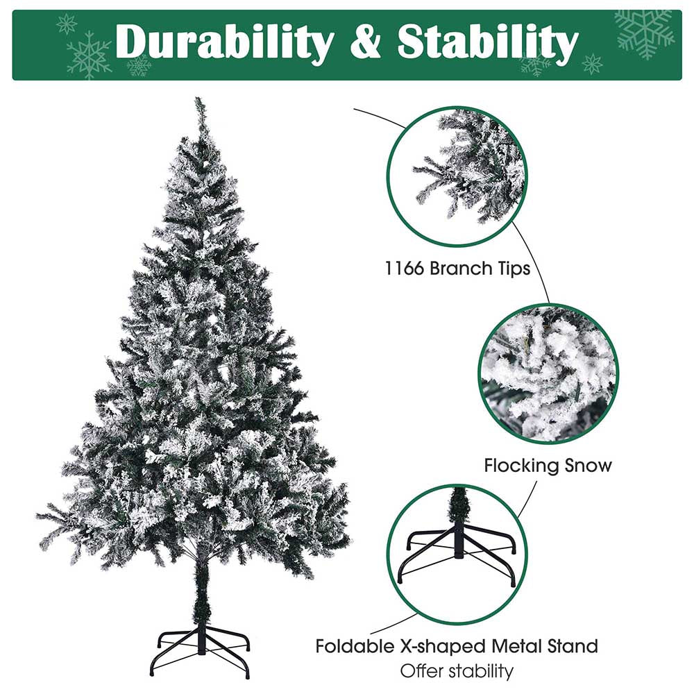 Yescom 7.5 feet White Flocked Christmas Tree Decor