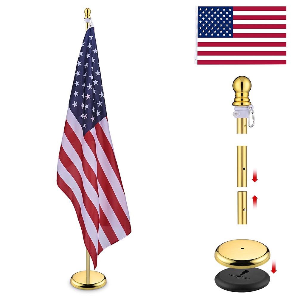 Yescom 6' Indoor Flagpole with Stand US Flag