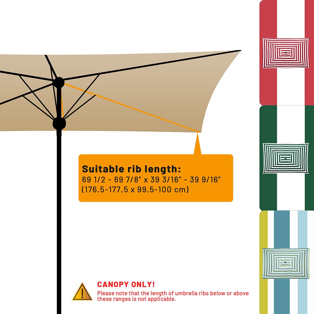 Yescom 10x6.5ft Canopy Replacement for Patio Rectangle Market Umbrellas