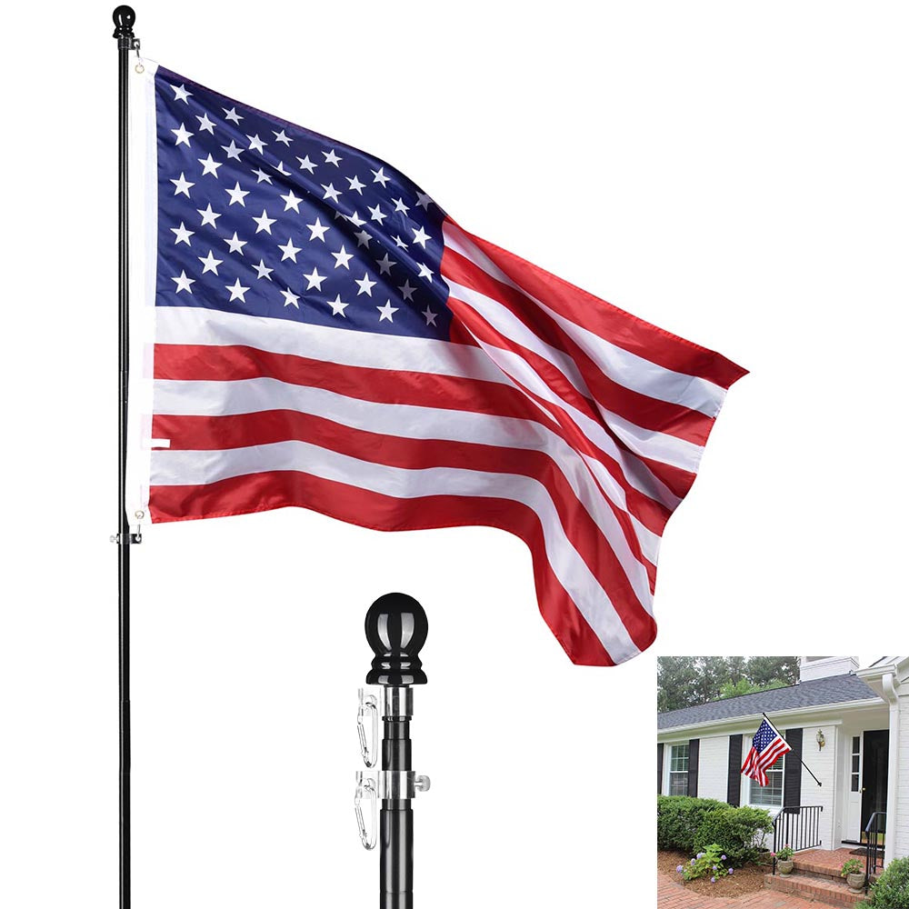 Yescom 6' American Aluminum Telescopic Flag Pole Set Black