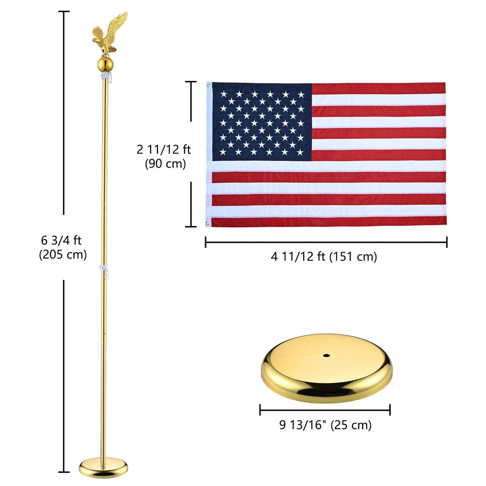 Yescom 6' Indoor Flagpole with Stand US Flag