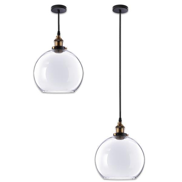 Yescom Pendant Light Glass Globe Shade 9 4/5 in Vintage Classic Clear