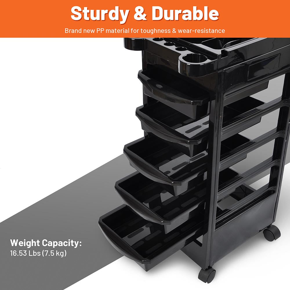 Yescom Salon Trolley Cart Storage Beauty Station w/ 5 Drawers