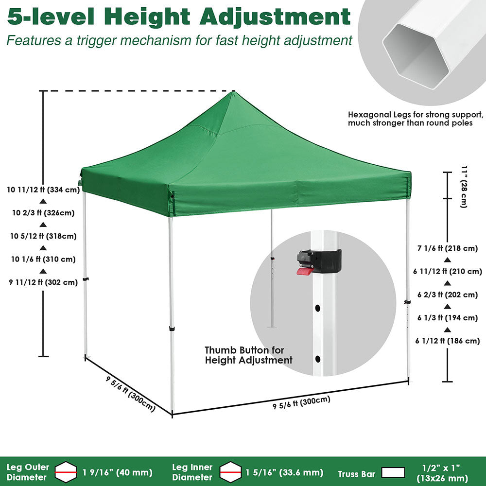 InstaHibit 10x10 ft Pop Up Canopy Comml. Instant Tent CPAI-84