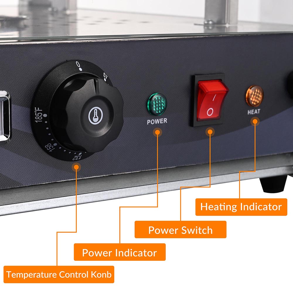 Yescom Pizza Food Warmer Commercial Countertop Display Case 3-Tier 15x15x20