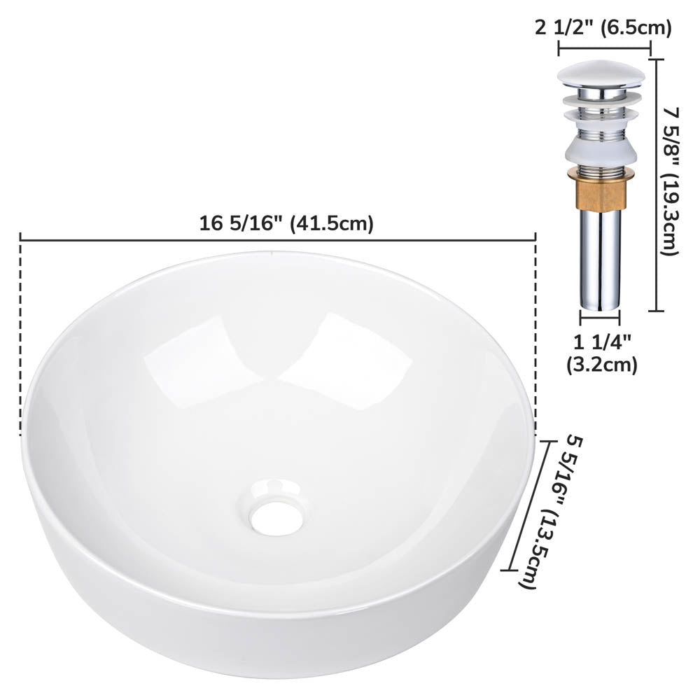 Aquaterior Bathroom Sink Vessel BowlPop Up Drain 16